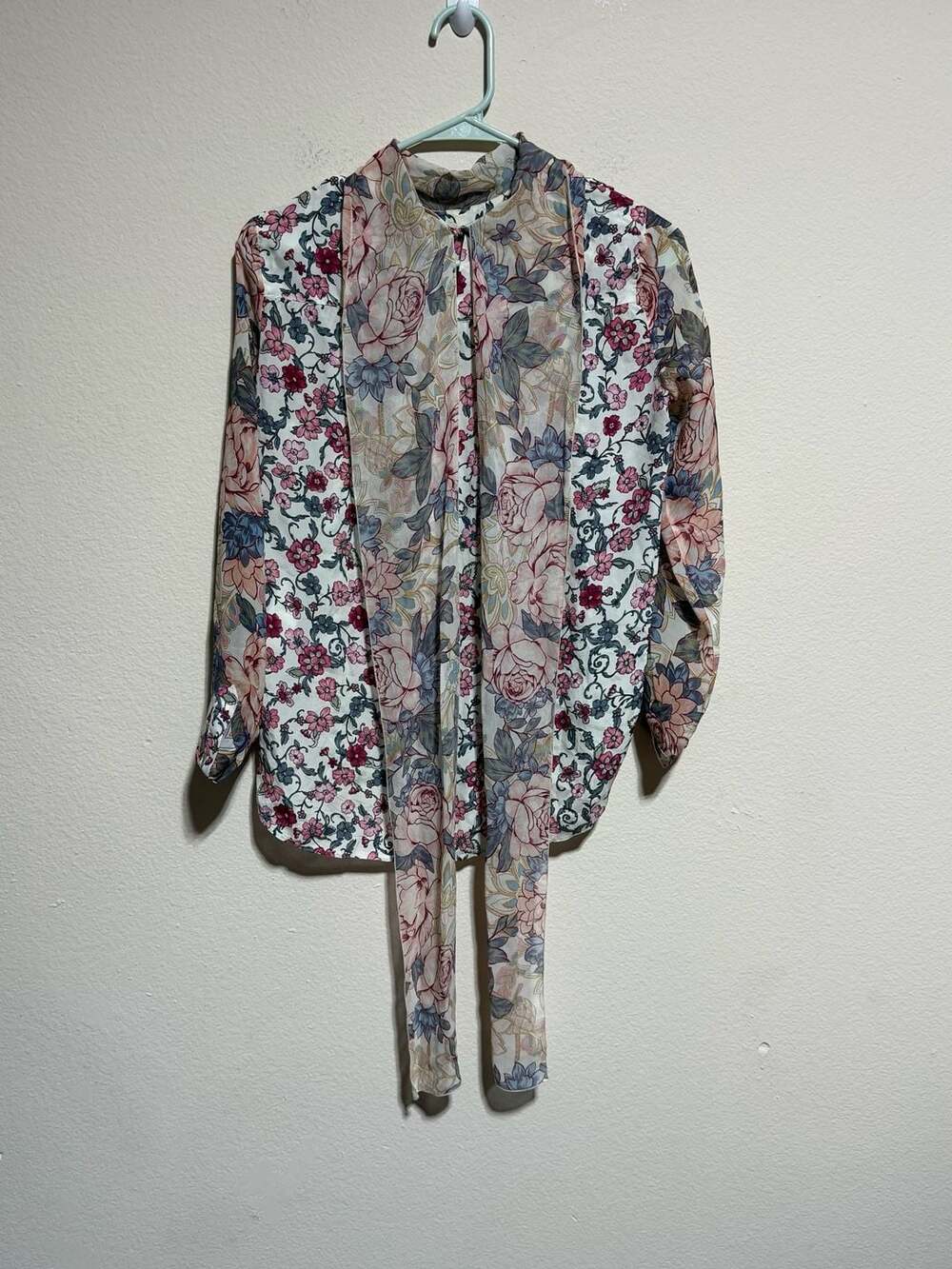 See By Chloe Floral Print Tie Neck Blouse Size 34